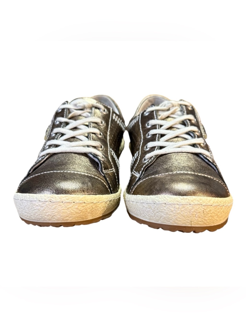 Josef Seibel 'Caspian' Metallic Leather Sneakers Pewter/Silver Women’s Size 7.5 - Picture 4 of 8